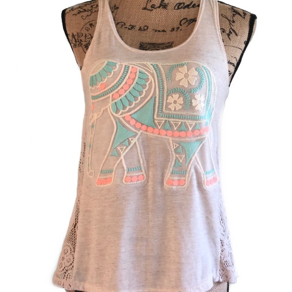 Bohemian Elephant embroidered Tank Top